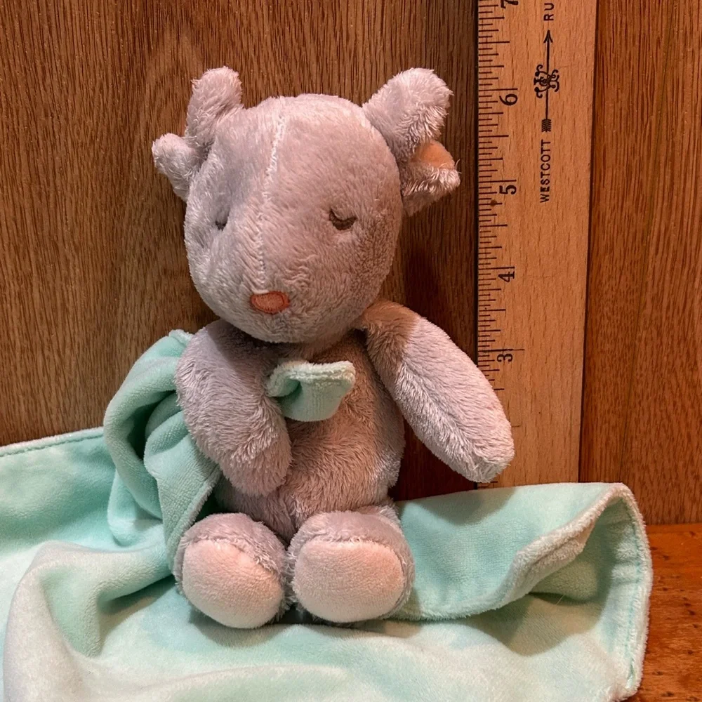Carter’s Gray Mouse Mint Aqua Blanket Rattle Lovey 2014